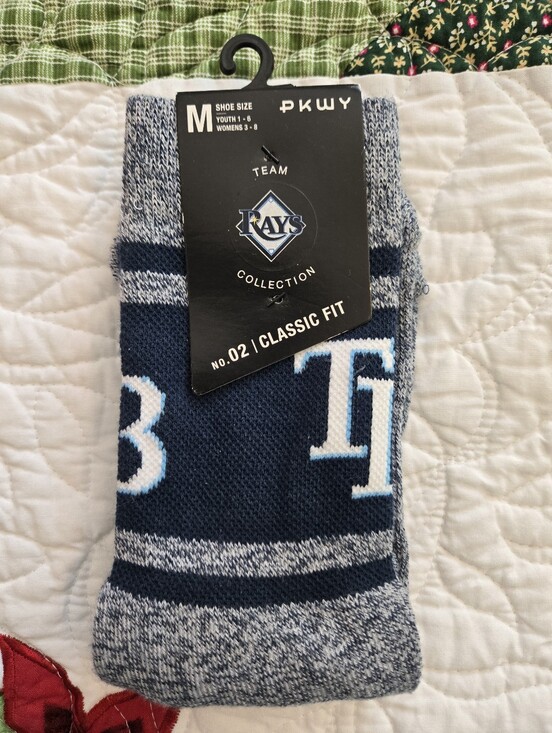 MLB Other - MLB Tampa Bay Rays Navy and Heather Gray Crew Socks Y 1-6 W 3-8